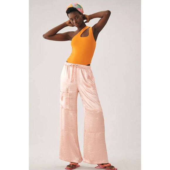 Anthropologie Self Contrast Satin Cargo Pants - New XSP - Picture 1 of 6